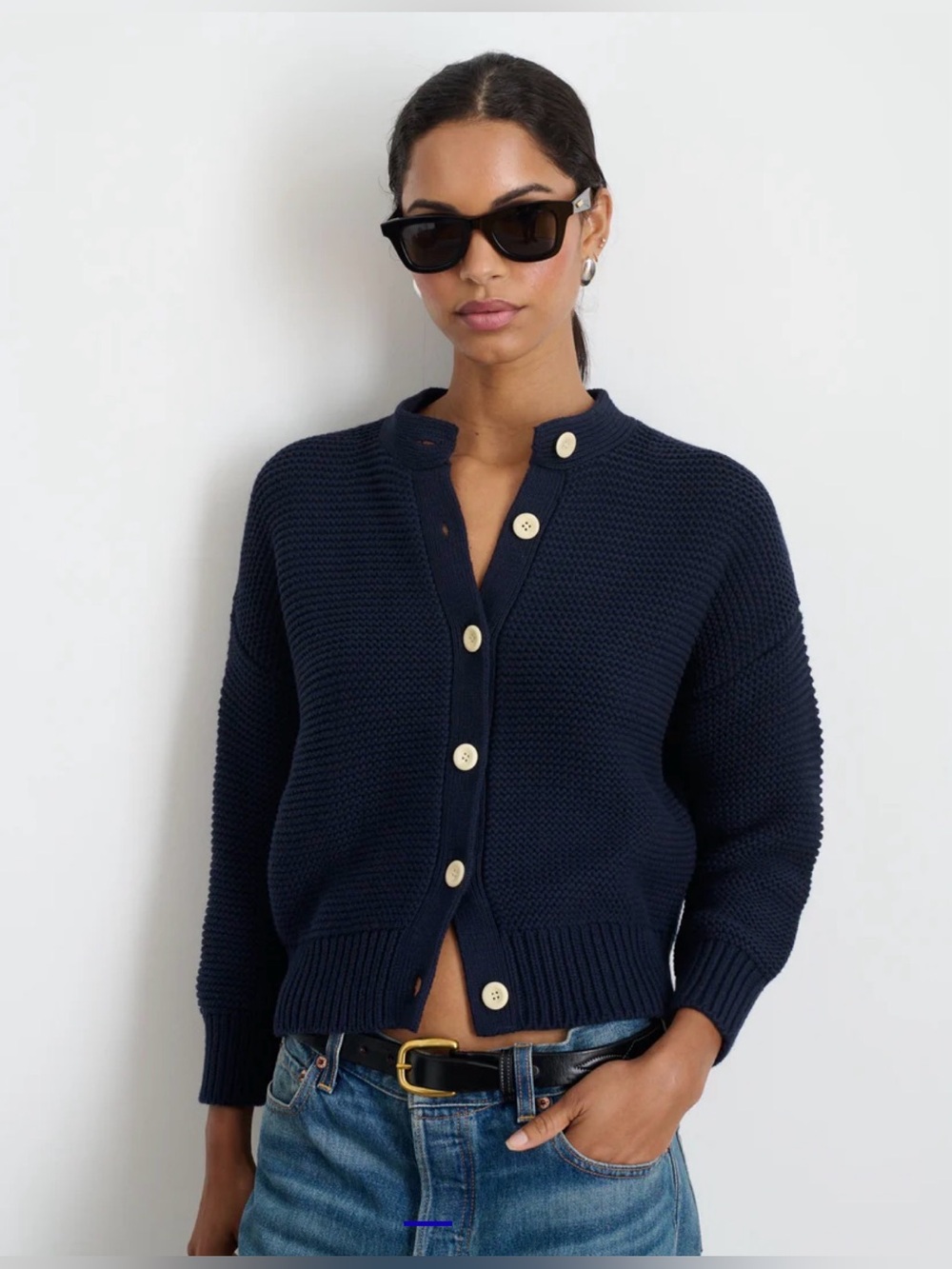 Alex Mill Nico Cardigan in Cotton Dark Navy Size XL